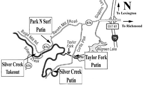 Silver Creek: Curtis Rd.Bridge to KY 876 Bridge (3 miles)